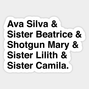 Character Names (v1) - Warrior Nun Sticker